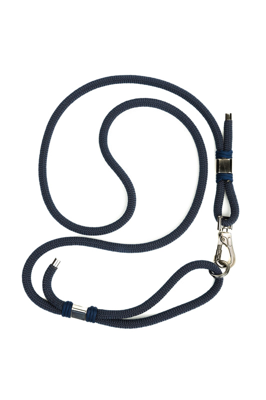 Navy Rope Dog Leash - Metal Accents